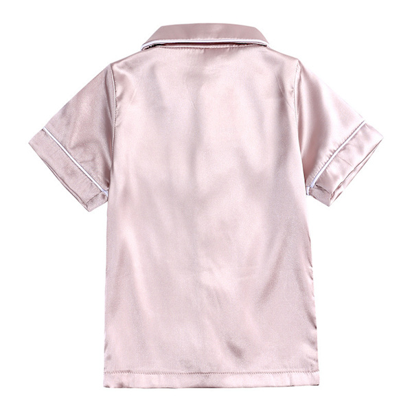 Satin Pyjamas Set i Siden, Kortärmad, Barnkläder för Sovkläder apricot 120