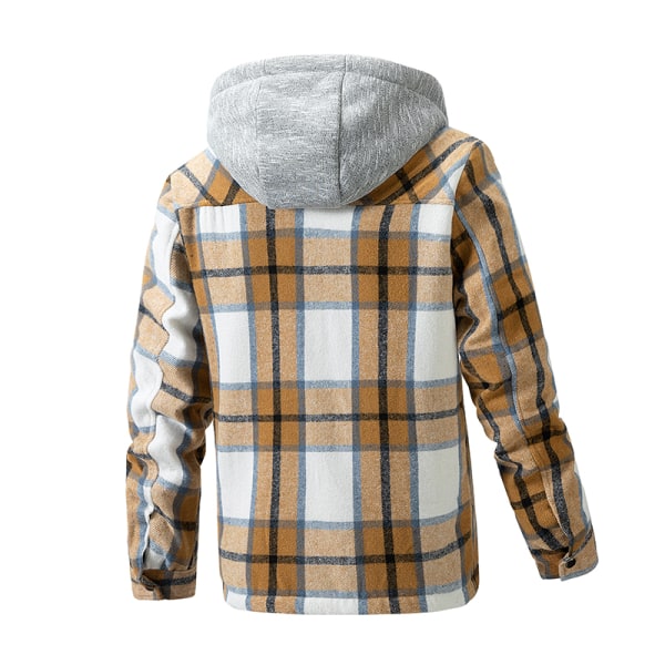 Mænds Bomulds Plaid Skjortejakke Fleeceforet Flannelskjorte Sherpa Knappet Jakke Style3 2XL