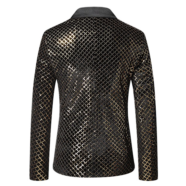 Män glänsande paljettjacka kavaj med en knapp Gold 2XL