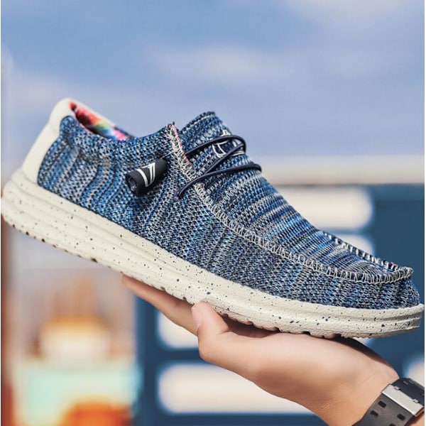 Mænds Casual Canvas Sko med En-Fods-Stigbøjle Blue 41