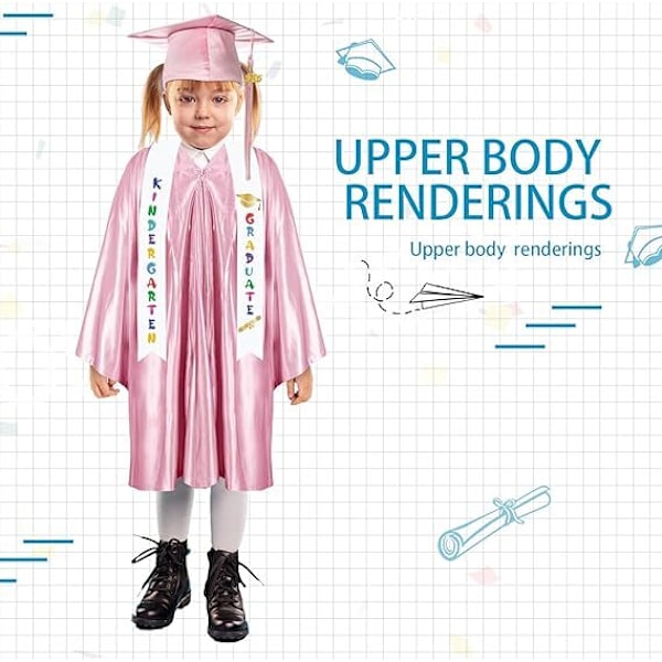 2025 Års Førskole- og Børnehave Afslutningskåbe Hue Kvast Sæt pink XL
