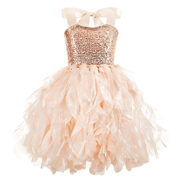 Tutu-kjole til piger, Glitrende Sequin Tulle Prinsesse Fødselsdagsfest Outfit Champagne 6T