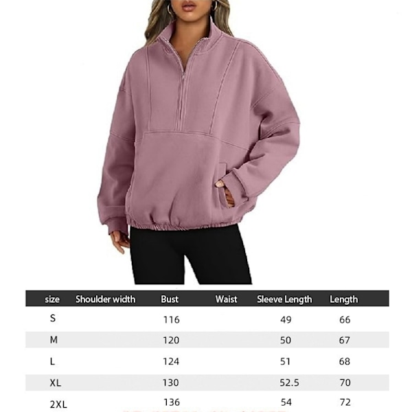 Dame Langærmet Lapel Halv Zip Up Sweatshirt Beige L