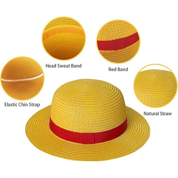 Luffy Stråhatt Performance Animasjon Cosplay Tilbehør Hatt Yellow 31cm