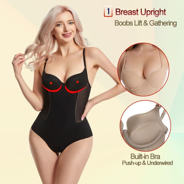 7 Stålben Hög Kompression Kroppsshaper Butt Lifter Bodysuit för Kvinnor Black XXL