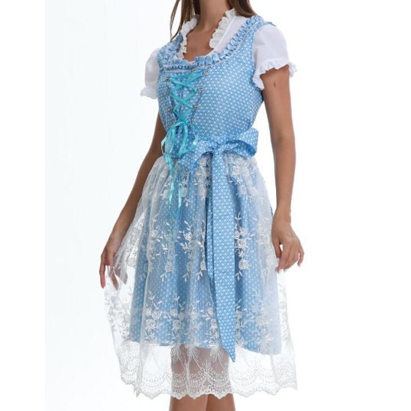Blå Oktoberfestklänning för kvinnor med tryck 4XL
