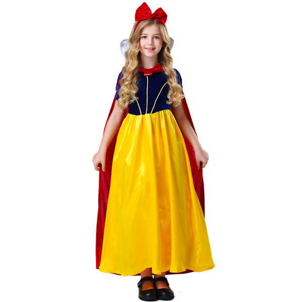 Halloween Pige Halloween-kjole med Lang Kappe - Hvid Eventyrprinsesse 130cm