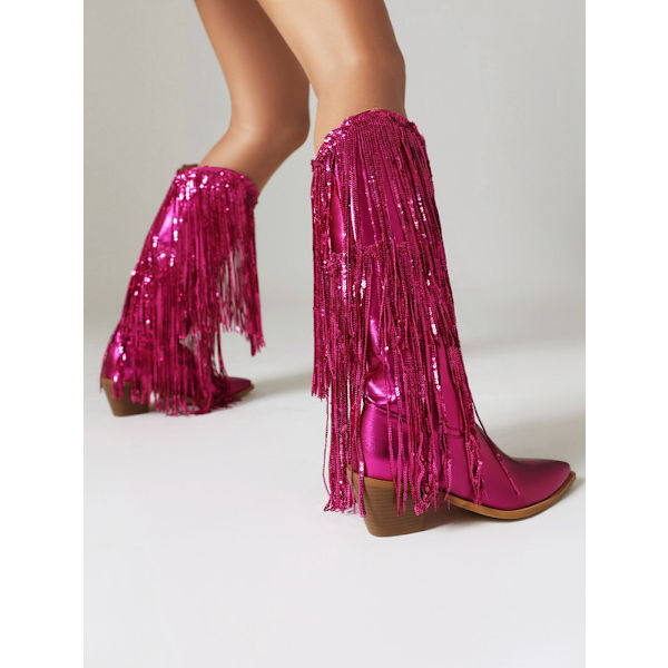Säteilevät Metallinhohtoiset Cowboy-saappaat Naisille Red 41