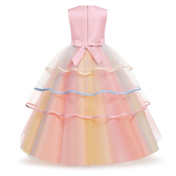 Kukkakaupan tyttöjen mekko Yksisarvinen sateenkaari Kilpailu Prinsessa Juhla pink 160cm