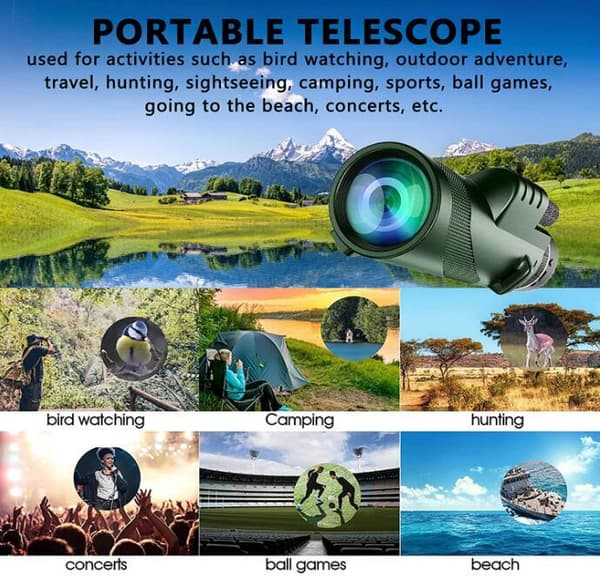 80x100 Monocular-Telescope High Power Monocular black
