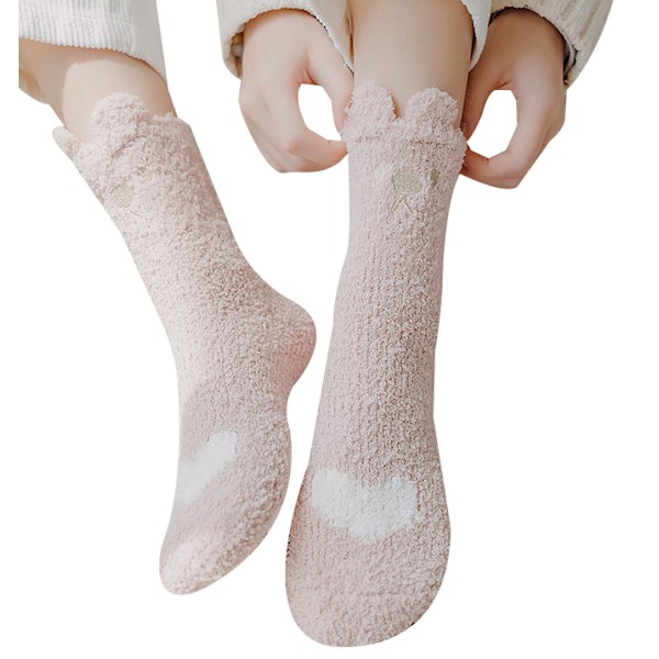 5 st Fuzzy Socks för kvinnor pink