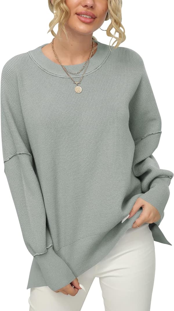 Damtröja med rund hals och fladdermusärmar Grey S