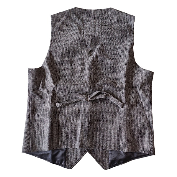 Herrar Vintage Tweed Väst V-ringad Casual Ull Väst Army Green L