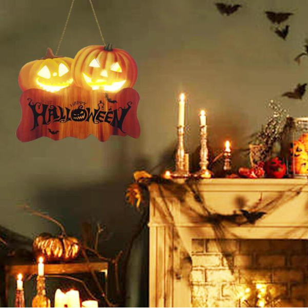 Halloween-kurpitsaovenkyltti LED-valoilla 30*25*1.5CM