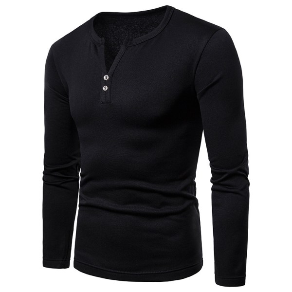 Herrar Långärmad Atletisk T-shirt Slim Cotton Black M