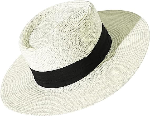 Kvinnor Bred Brätte Straw Panama Sun Hat Milk White