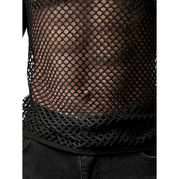 Herr Mesh Fisknät Åtsittande Ärmlös Muskeltopp black M