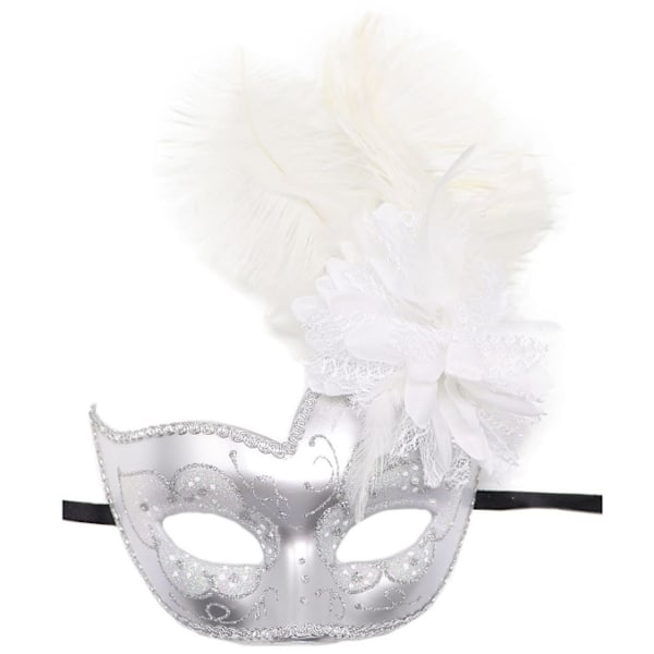 Spetsmaskerad bollmask Burlesk Mardi Gras white