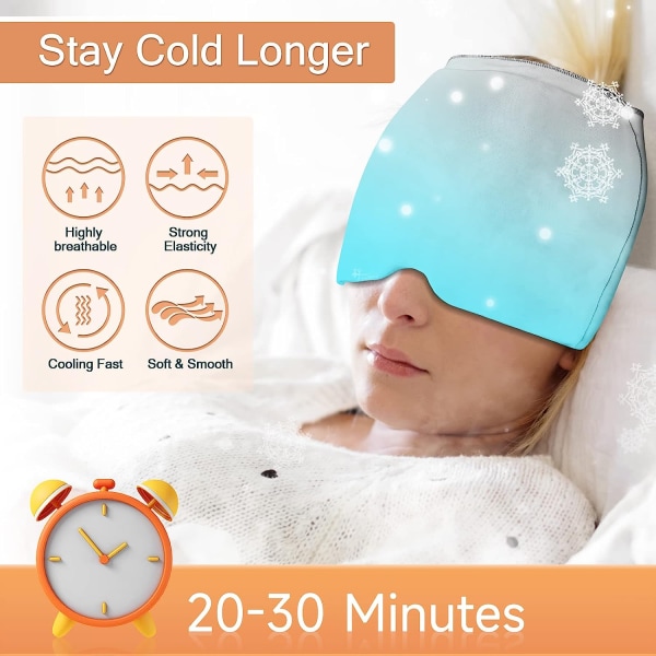 Huvudvärk Förkylning Migrän Relief Head Ice Pack Wrap Blue Double Layer