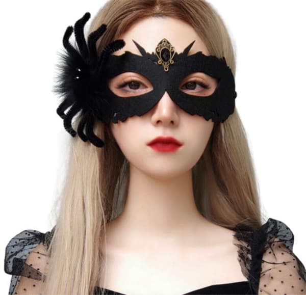 Halloween Sort Spinder Dødsmand Maske Black