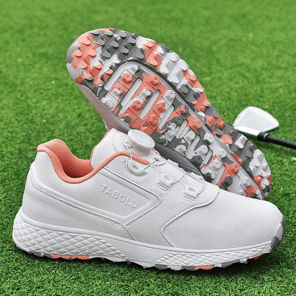 Dame Golf Sko Spikeless Vanntett Golf Sport Sneakers White Pink 41