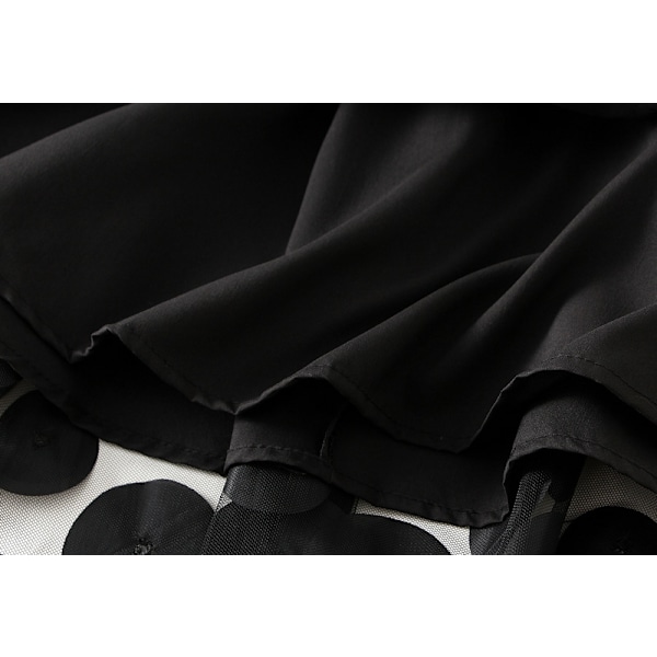 Dame Tyll Midi Skjørt 3D Polkadot Mesh Skjørt A-Linje Black