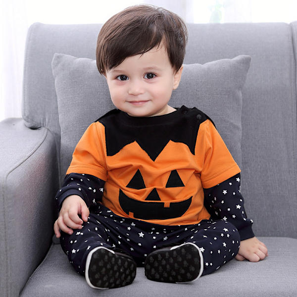 Baby Pumpkin Hooded Outfit Halloween kostym Toddler 100