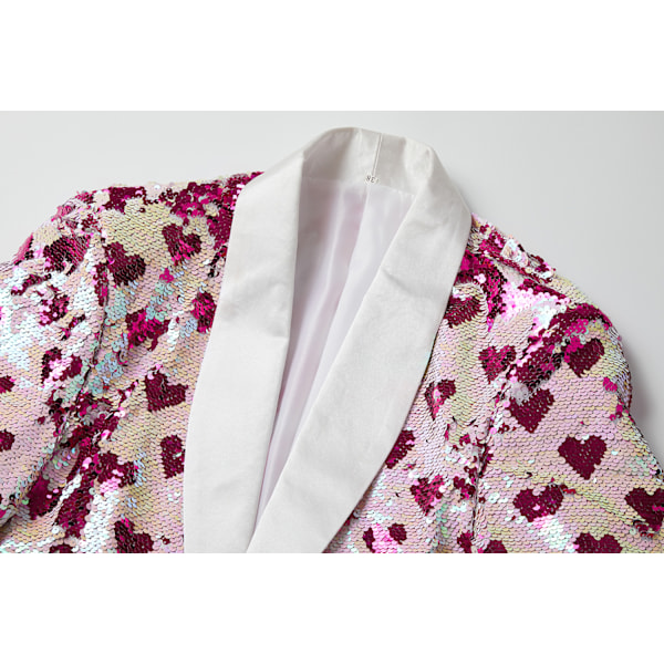 Stilig hjertetrykt sequin smokingjakke for menn XS