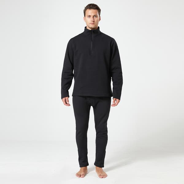 Mænds Termisk Underundertøj Langt Bukser Sæt Black XL