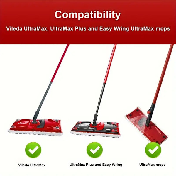 Passer til Vileda UltraMax/UltraMaT Erstatnings Flat Mop Hode 2 stk Moppklut