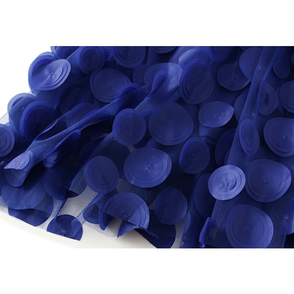 Dame Tyll Midi Skjørt 3D Polkadot Mesh Skjørt A-Linje Navy Blue