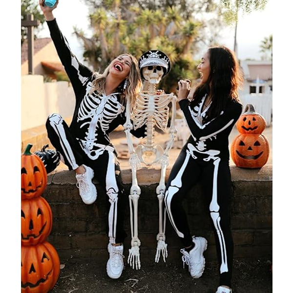 Halloween Skelet Kostume til Kvinder, Behagelig Let Voksen Onesie Jumpsuit L