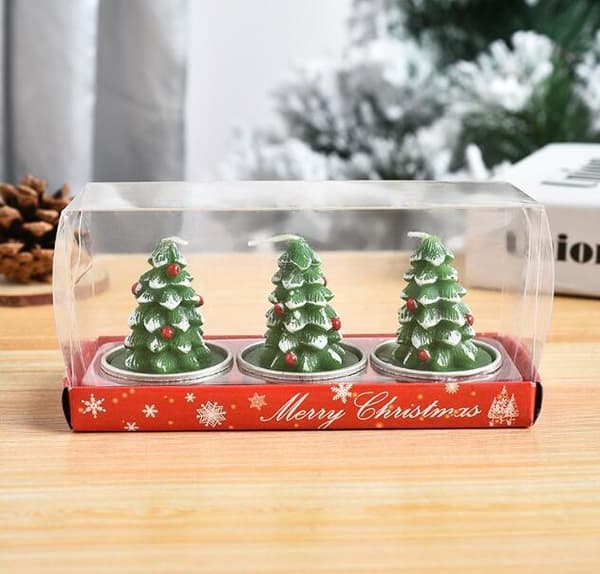 3 stk. Julehåndværk Gaver Malede Lys Christmas tree