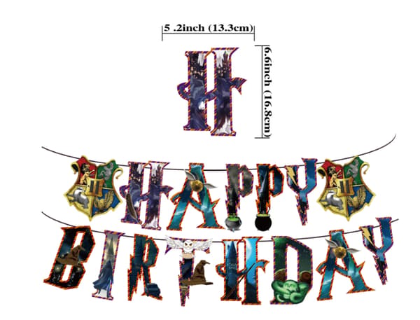 Magic Wizard Happy Birthday Banner Festudstyr Brown