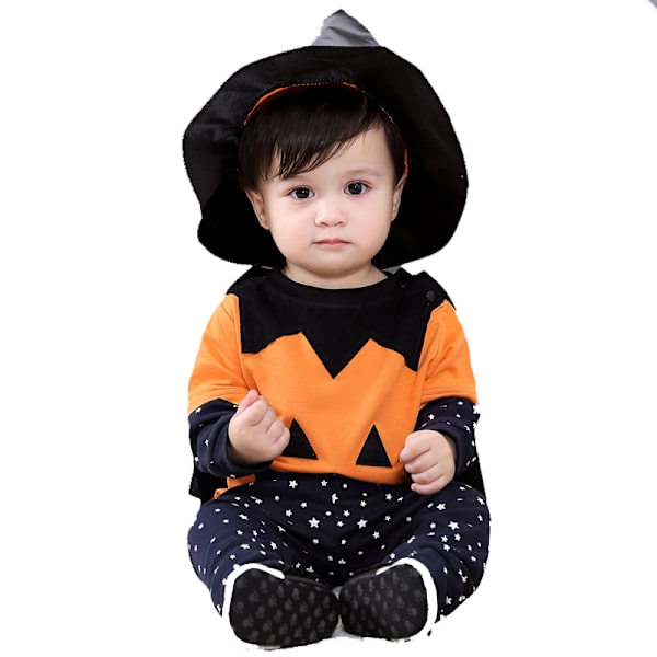 Baby Pumpkin Hooded Outfit Halloween kostym Toddler 110