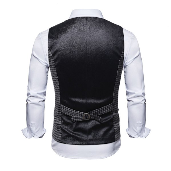 Kostymväst för män Business Rutig Formell Klänning Väst Slim Fit Västar grey L