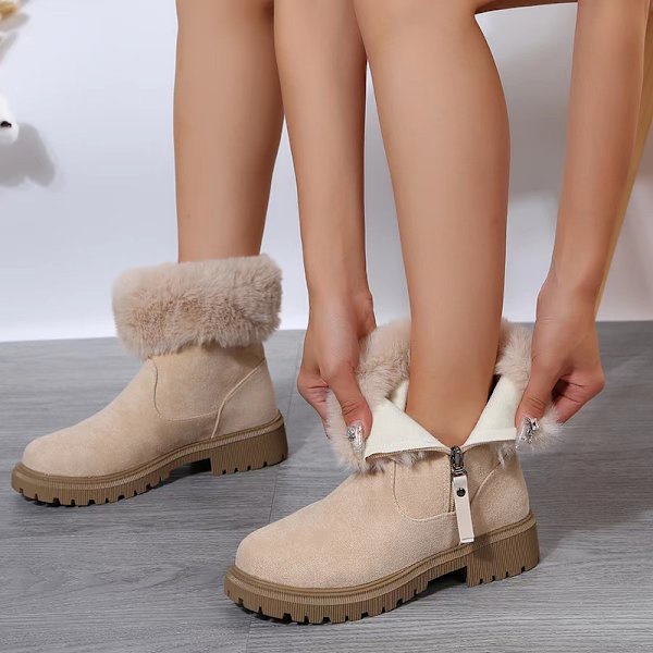 Talvisten liukkautta estävät paksuhkot ja pehmeät naisten lumisaappaat Beige 41