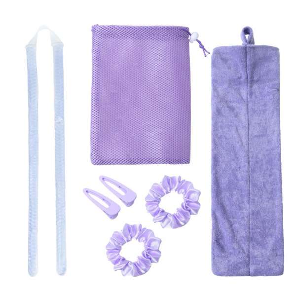 Heatless Hair Gel Bead Curler Quick Fast Acting Curl Wave Kit purple
