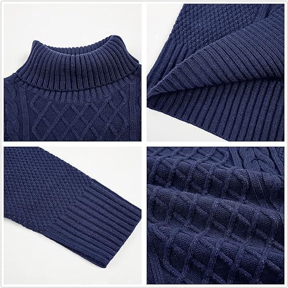Hettegenser for menn, kabelstrikket vintergenser Dark Blue L