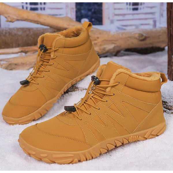 Vinterboots för kvinnor och män, fodrade varma vinterskor Yellow 36