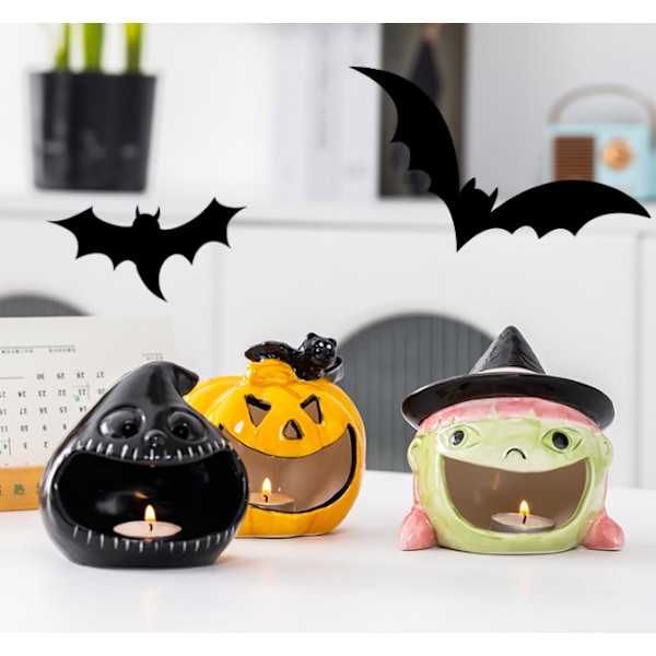 Halloween Spöklykta Ornament Keramisk Spök Ljusstake Witch