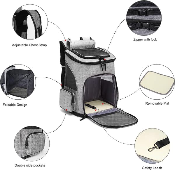 Cat Backpack Carrier Expanderbar Mesh Andningsbar ryggsäck Black