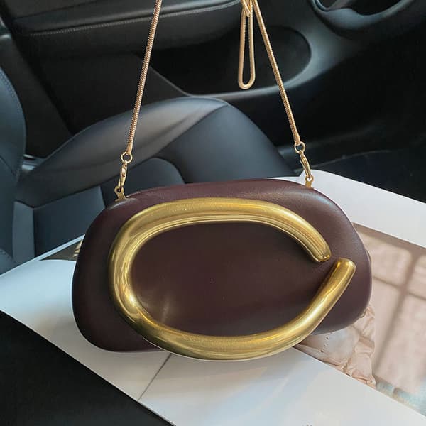 PU Läder Dam Aftonväskor Choklad Clutch Handväska Silver