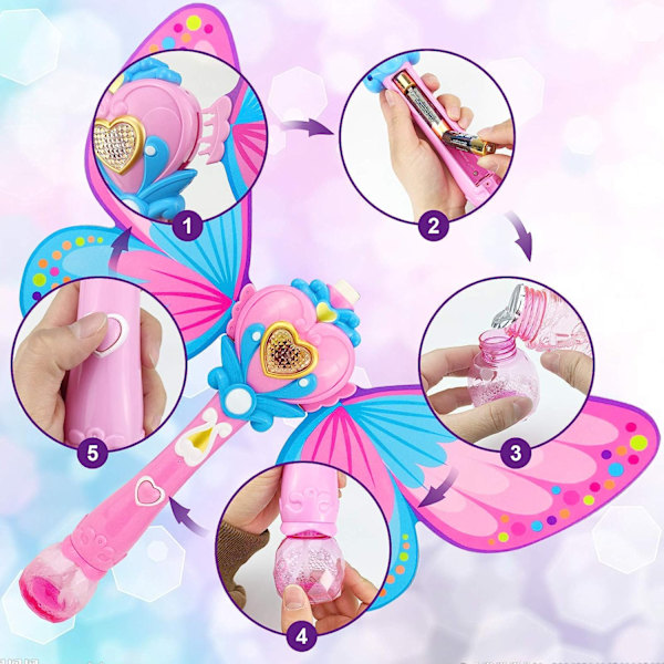Bubble Machine för barn Butterfly Bubbles Wandblåsare Pink