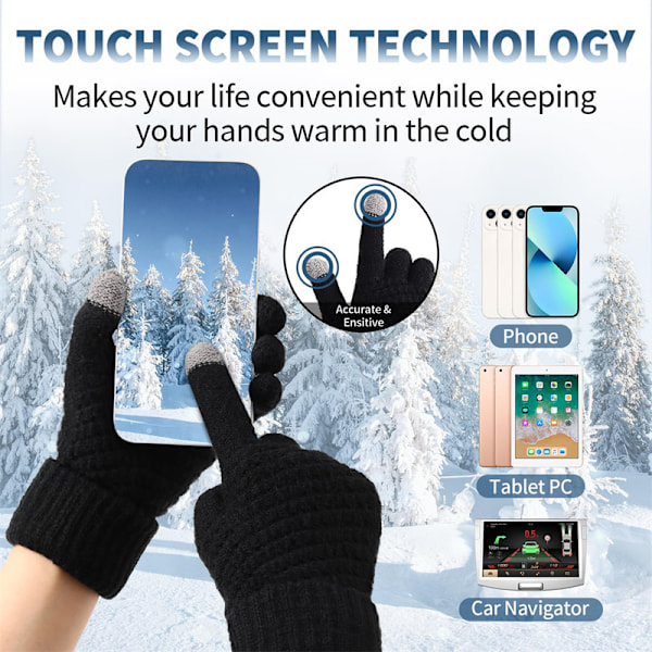 Vinterhandskar Dam Touchscreen Handskar för Kvinnor 4PCS#3
