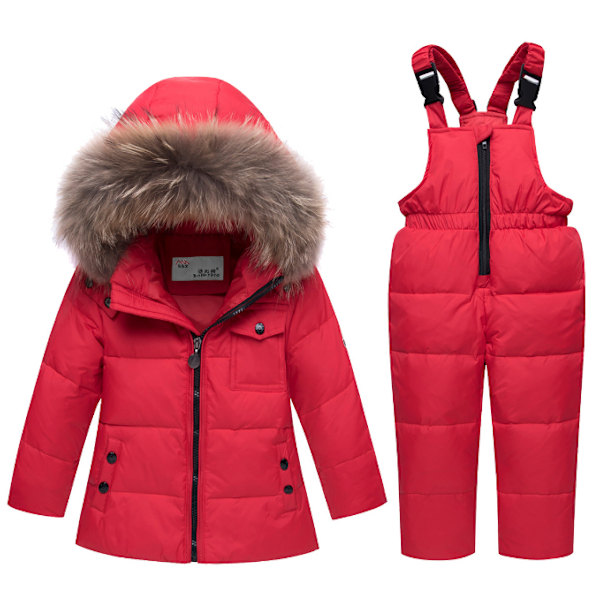 Unga flickor pojkar Puffer skidjacka och snödräkt set red 100cm