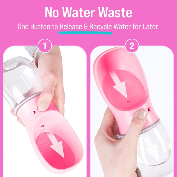 Bärbar resehundvatten Pink 550ML