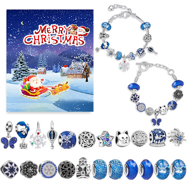Julkalender 2023 för Flickor, 24 Dagar Jul Armband Presentset Style 1