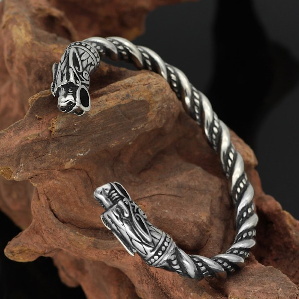 Tungt Vikingarmband i rostfritt stål för män och pojkar C