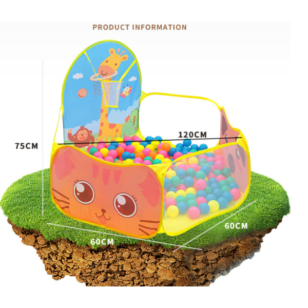 Pop Up Legetelt, Bold Pit Legetelt Børnelegehus til Indendørs og Udendørs til Børn Yellow